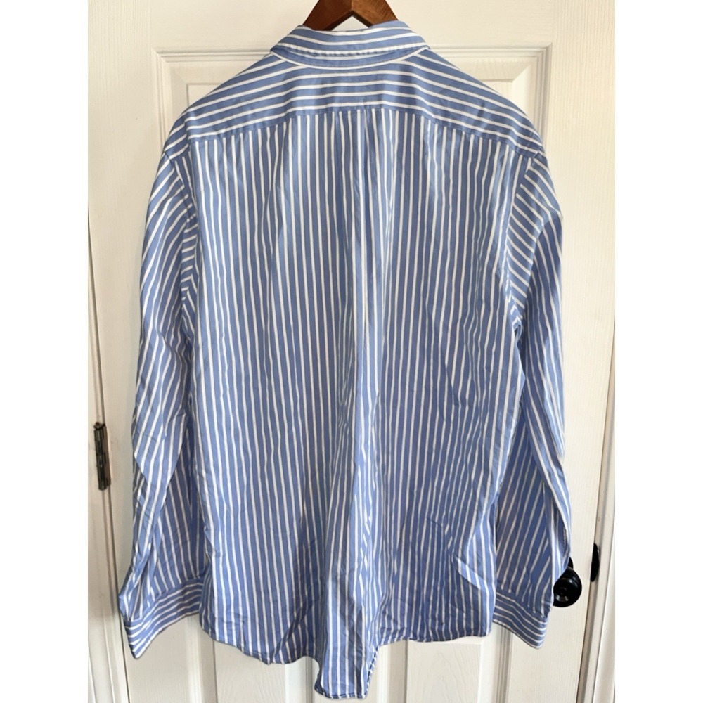 Ralph Lauren Shirt Men's L 16.6 Blue Striped Long Sleeve Button Pink Pony - Picture 3 of 12